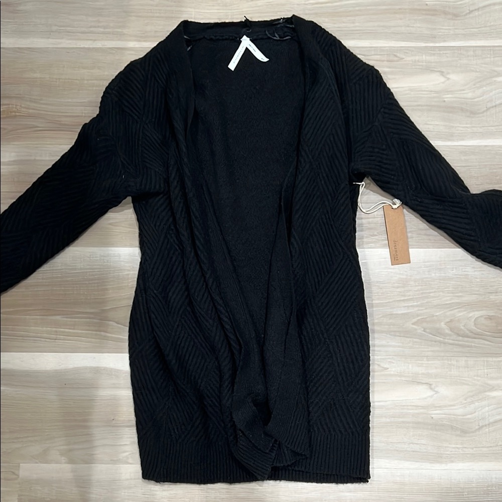 Dreamers Black Cardigan Sweater Open Front Knit